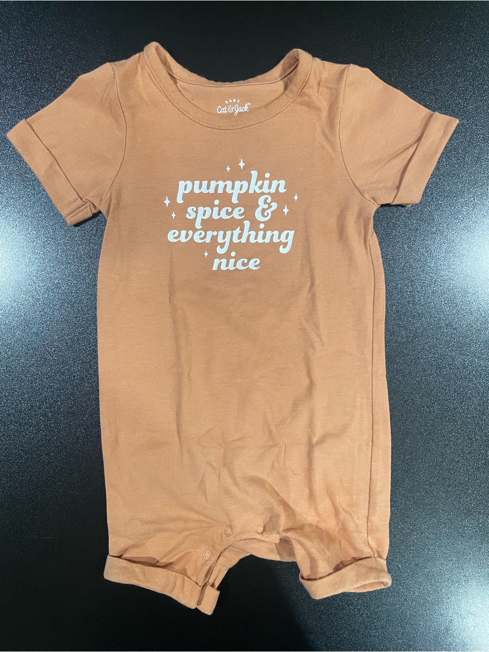 Cat & Jack Orange Pumpkin Spice Short-Sleeve One-Piece. Fits 12 mo. 🎃 🍂